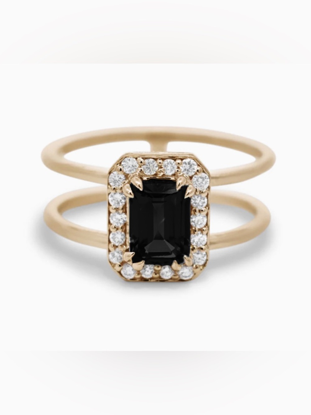 Anna Sheffield Attelage halo ring with black diamond and pave